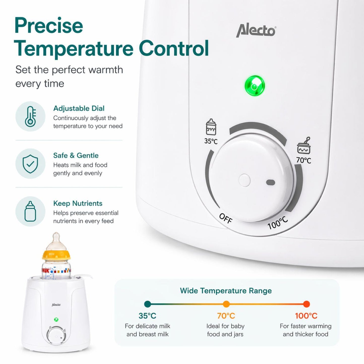 Alecto Baby Bottle Warmer | White