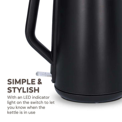Nedis Electric Kettle | 1.5 l | Plastic | Black | Rotatable 360 degrees | Concealed heating element | Strix® controller | Boil-dry protection