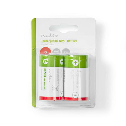 Nedis Rechargeable NiMH Battery D | 1.2 V DC | 4000 mAh | Precharged | 2-Pack | HR20