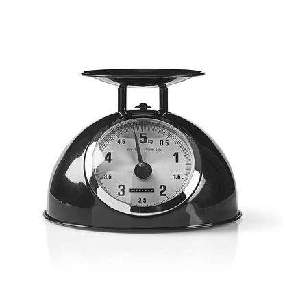 MELISSA Retro Kitchen Scale | Analog | Metal Housing | Removable bowl | Max. 5kg | 25-gram increments | Black