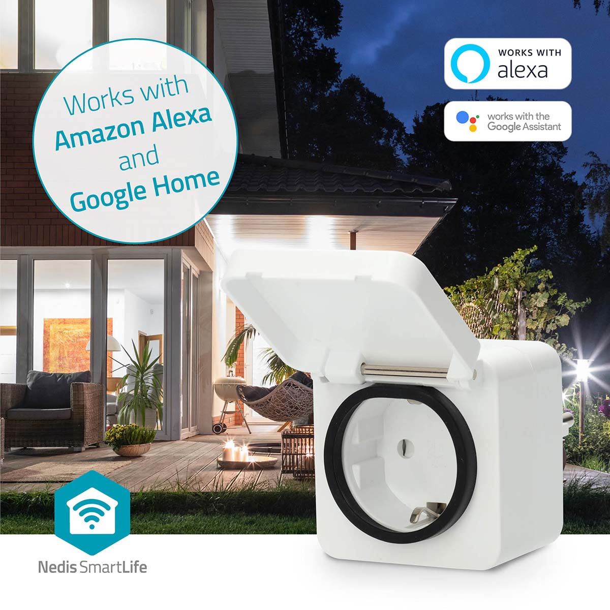 Nedis SmartLife Smart Plug | Wi-Fi | IP44 | 3680 W | Plug with earth contact | -25 - 55 °C | Android™ / IOS | Grey / White | 1 pcs