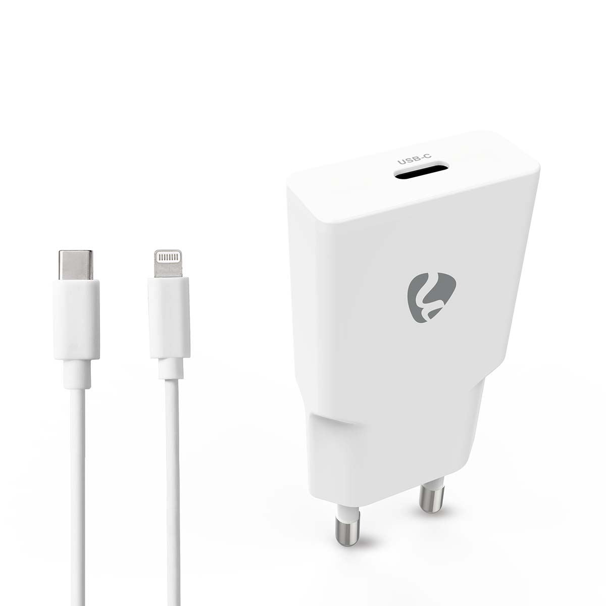 Nedis Wall Charger | 20 W | GaN | PD3.0 | Quick charge feature | 1.67 / 2.22 / 3.0 A | Number of outputs: 1 | USB-C™ | Lightning 8-Pin (Loose) Cable | 1.00 m | Automatic Voltage Selection | White