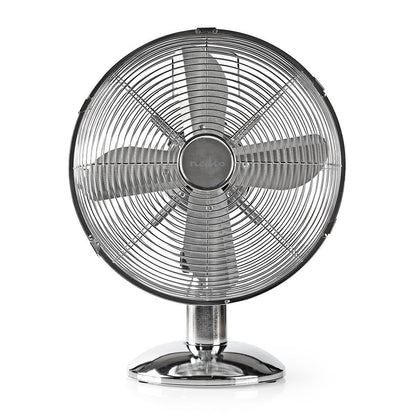 Nedis Table Fan | Mains Powered | Diameter: 300 mm | 35 W | Oscillation | 3-Speed | Chrome