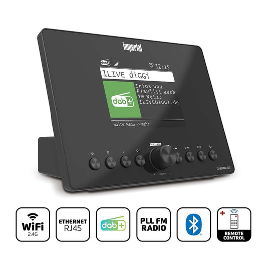 Imperial DABMANI430BK | Compact Hybrid Radio (Internet, DAB+, FM Hi-Fi tuner, Wi-Fi and LAN) with Bluetooth®