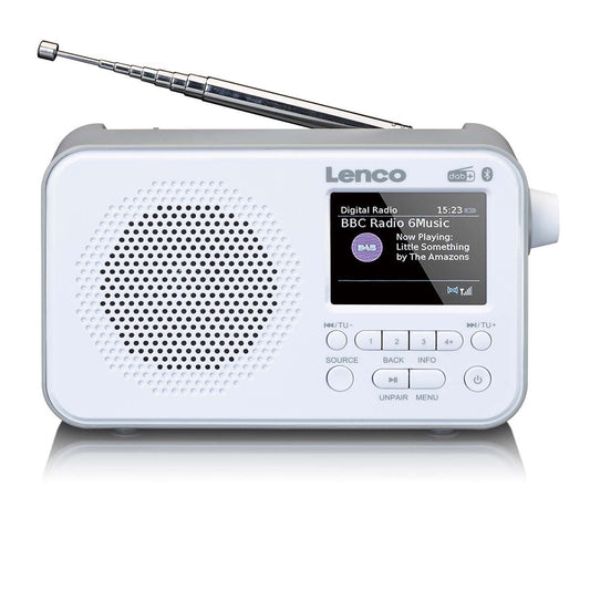 Lenco PDR-036WH | Portable DAB+ FM Radio with Bluetooth® Speaker | 2.4" TFT LCD Display | White