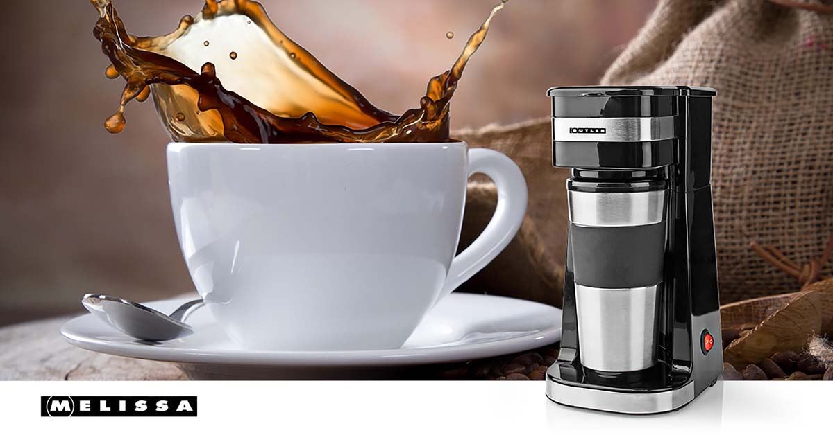 Butler Single-Serve Coffee Maker | 0.4 l | 750 W | Insulated Travel Mug/Cup | Auto shut-off | Black / Silver