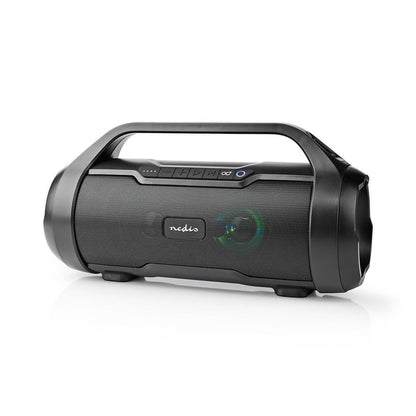 Nedis Bluetooth® Party Boombox | 6 hrs | 2.0 | 60 W | Media playback: AUX / Micro SD / USB | IPX5 | Linkable | Carrying handle | Party lights | Black