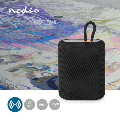 Nedis Bluetooth® Speaker | Maximum battery play time: 7 hrs | Handheld Design | 7 W | Mono | Built-in microphone | Linkable | Black