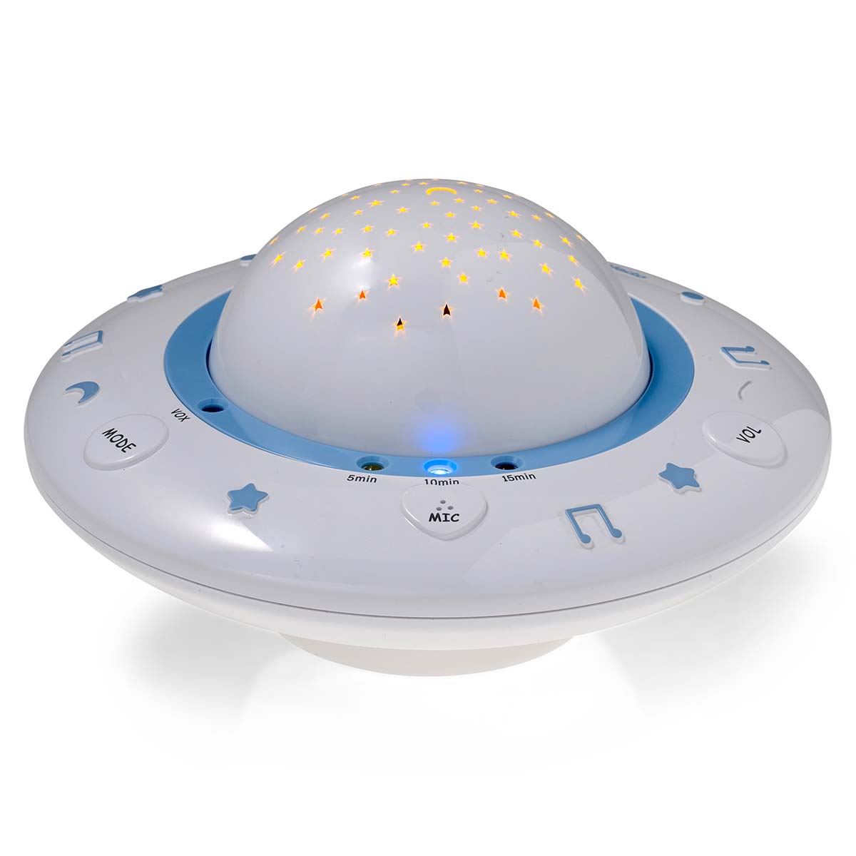 Alecto Starry Sky Nusery Projector | Adjustable Play Time | Voice Activated | Music & Light | White / Blue