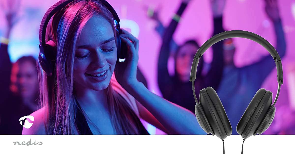 Nedis Over-Ear Wired Headphones | Cable length: 1.20 m | Volume control | Black