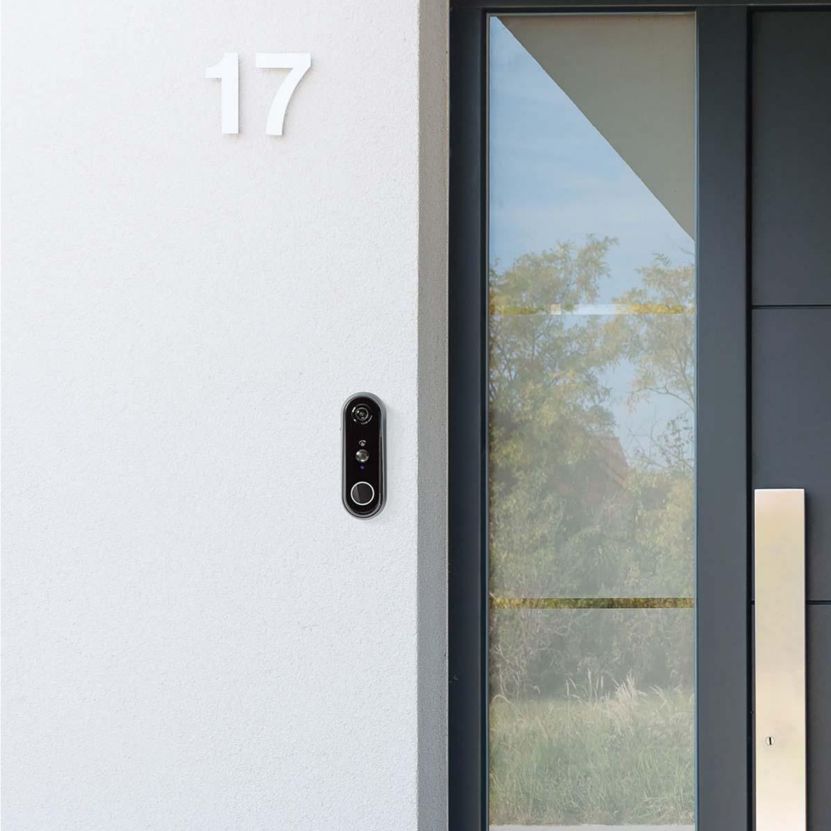 Nedis SmartLife Video Doorbell | Wi-Fi | Battery Powered | Full HD 1080p | Cloud Storage (optional) / microSD (not included) | IP54 | With motion sensor | Night vision | Grey