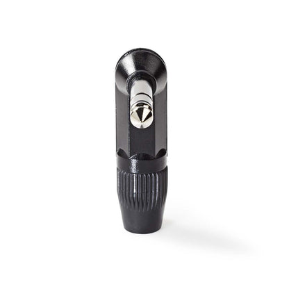 Nedis 6.35 mm Connector | Angled | Male | Nickel Plated | Solder | Cable input diameter: 8.0 mm | Aluminium | Black | Polybag | 1 pcs