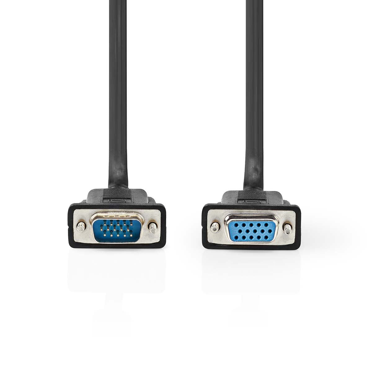 Nedis VGA Cable | VGA Male | VGA Female | Nickel Plated | Maximum resolution: 1280x800 | 2.00 m | Round | ABS | Black | Label