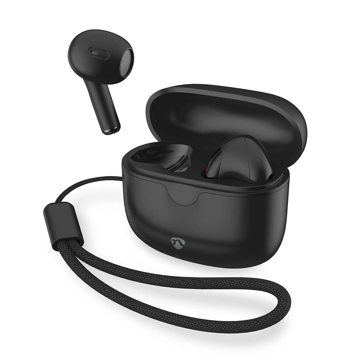 Nedis Fully Wireless Earphones | Bluetooth® | Battery play time: 16 hrs | Touch Control | Charging case | Wireless charging case | Built-in microphone | Voice control support | Black