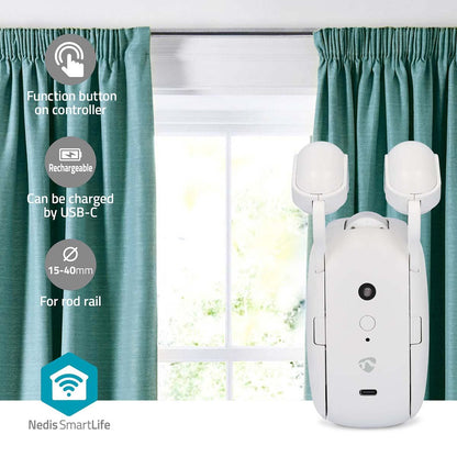 Nedis SmartLife Curtain Robot | Rod Rail | Curtains / Drapes | Battery Powered / USB Powered | 4000 mAh | Bluetooth® | White