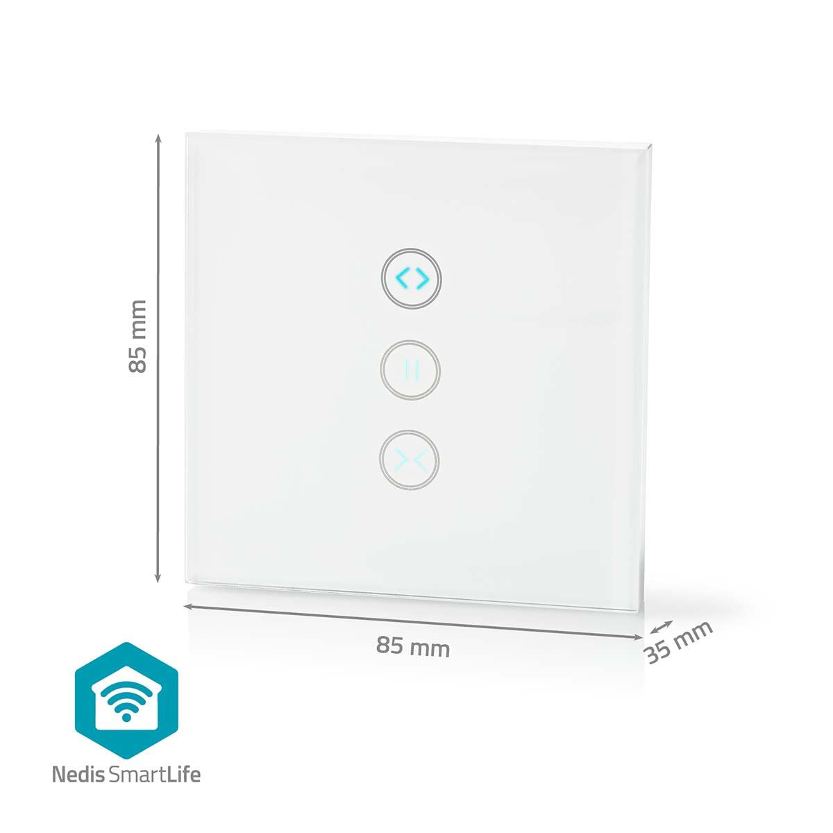 Nedis SmartLife Wall Switch | Wi-Fi | Curtain / Shutter / Sunshade | Wall Mount | 300 W | Android™ / IOS | Glass | White