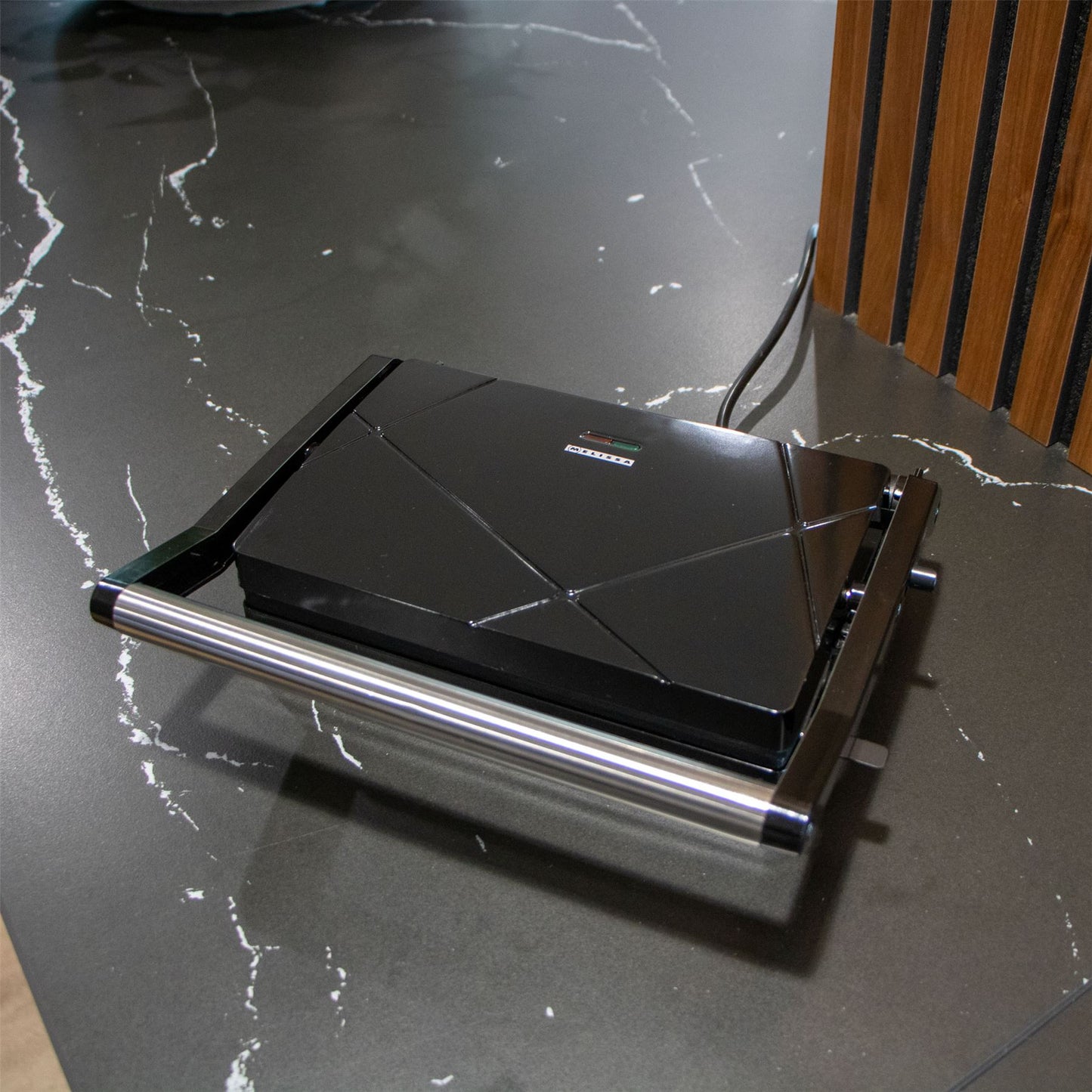 MELISSA Contact Grill | 1000 W | 23 x 14.5 cm | Opens out Table Grill Function| Plastic / Stainless Steel