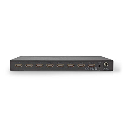 Nedis HDMI™ Matrix Switch | 4 x 4 port(s) | DC Power / 1x RS232 / 4x HDMI™ Input | 4x HDMI™ Output | 4K@60Hz | 18 Gbps | Remote controlled | Metal | Black
