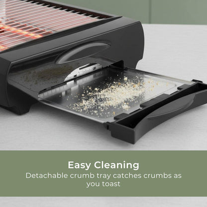 MELISSA Flat Bed Toaster | Removable Crumb Tray | Auto Off | Buzzer | 600W | Black