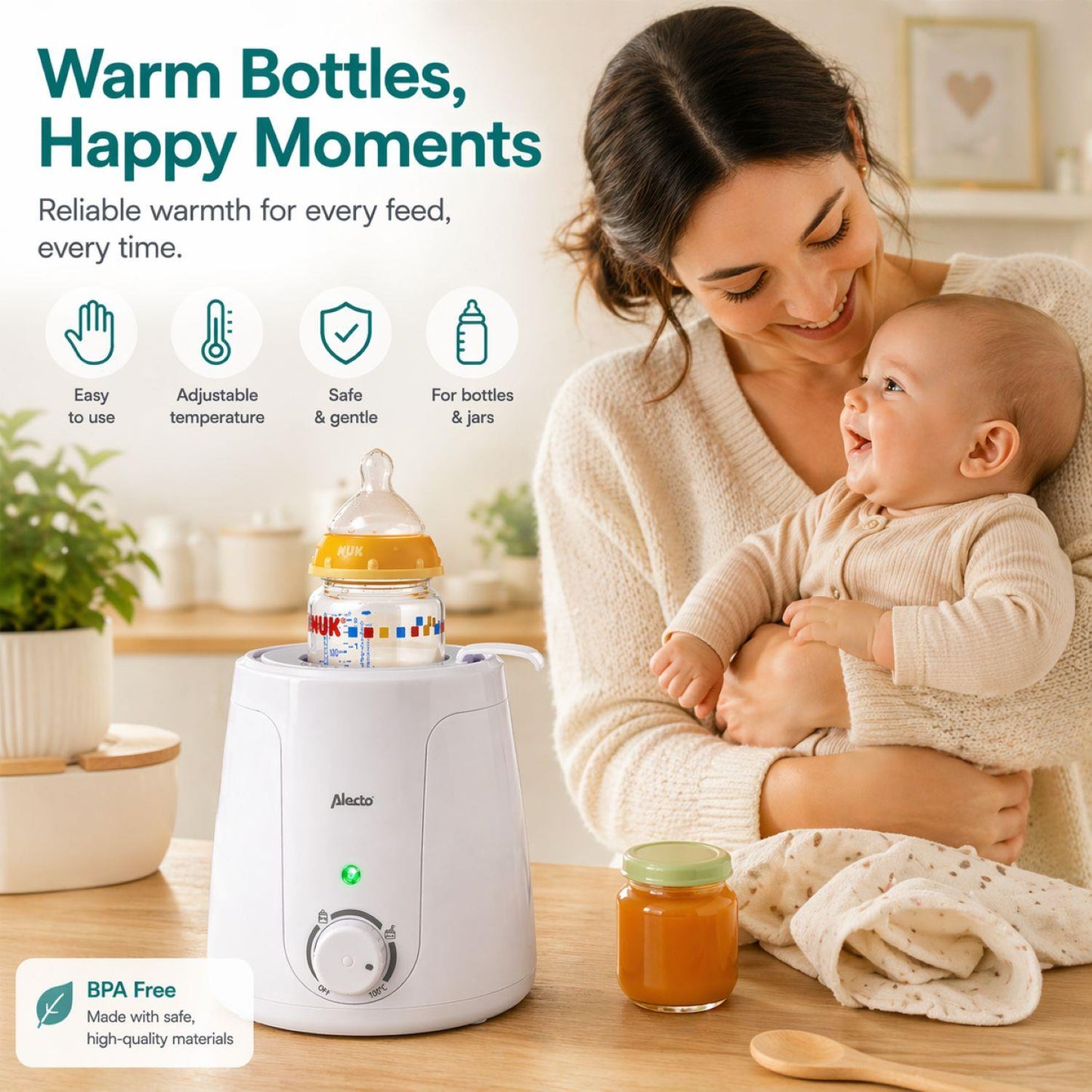 Alecto Baby Bottle Warmer | White