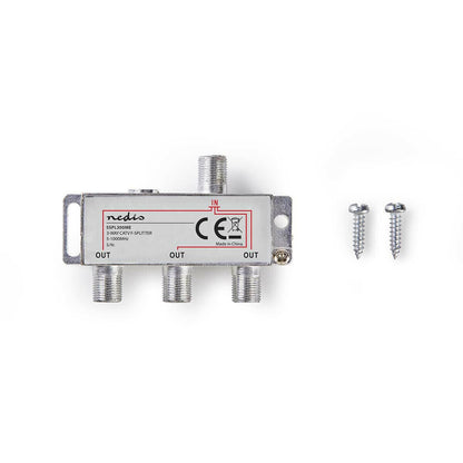 Nedis CATV Splitter | 5 - 1000 MHz | Insertion loss: 6.8 dB | Number of outputs: 3 | 75 Ohm | Zinc Alloy