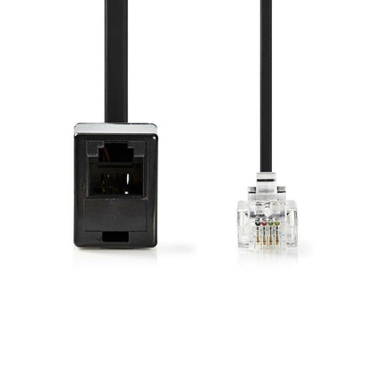 Nedis Telecom Extension Cable | RJ11 Male | RJ11 Female | 10.0 m | Cable design: Flat | Cable type: RJ11 | Black | Envelope