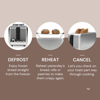 Nedis Toaster | 4 Bread Slices | 2 Long Slots | Browning levels: 7 | Defrost feature | Aluminium / Silver