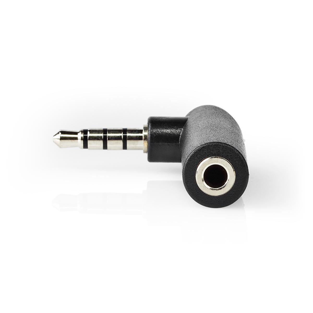 Nedis CAGP22980BK | Stereo Audio Adapter | 3.5 mm Male | 3.5 mm Female | Nickel Plated | Angled 90° | Metal | Black | 10 pcs | Polybag