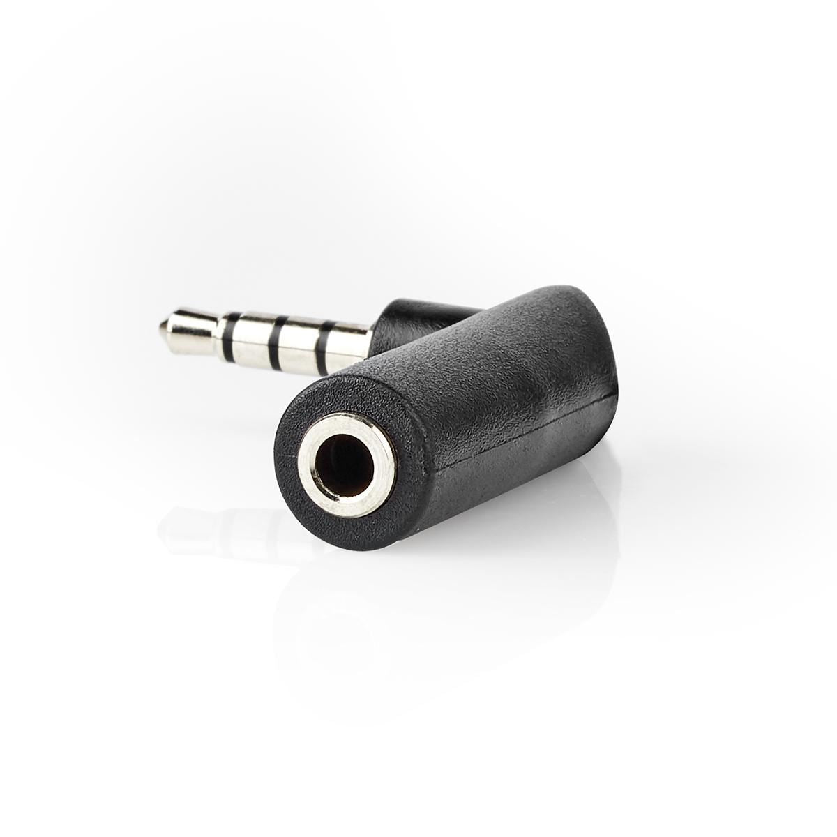Nedis CAGP22980BK | Stereo Audio Adapter | 3.5 mm Male | 3.5 mm Female | Nickel Plated | Angled 90° | Metal | Black | 10 pcs | Polybag