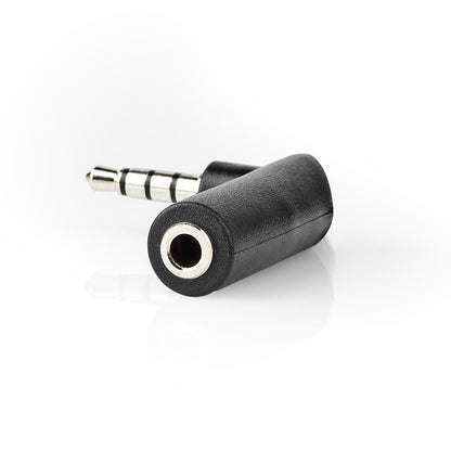 Nedis CAGP22980BK | Stereo Audio Adapter | 3.5 mm Male | 3.5 mm Female | Nickel Plated | Angled 90° | Metal | Black | 10 pcs | Polybag