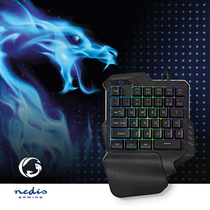 Nedis Wired Gaming Keyboard | USB Type-A | Membrane Keys | RGB | Single-Handed | Universal | USB Powered | Power cable length: 1.60 m | Gaming