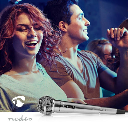 Nedis Wired Microphone | Cardioid | Detachable Cable | 5.00 m | 80 Hz - 13 kHz | 600 Ohm | -72 dB | On/Off switch | Metal | Silver