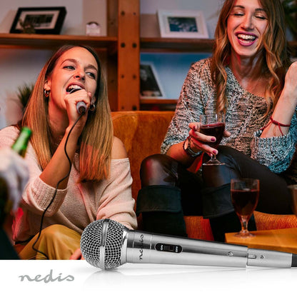 Nedis Wired Microphone | Cardioid | Detachable Cable | 5.00 m | 80 Hz - 13 kHz | 600 Ohm | -72 dB | On/Off switch | Metal | Silver