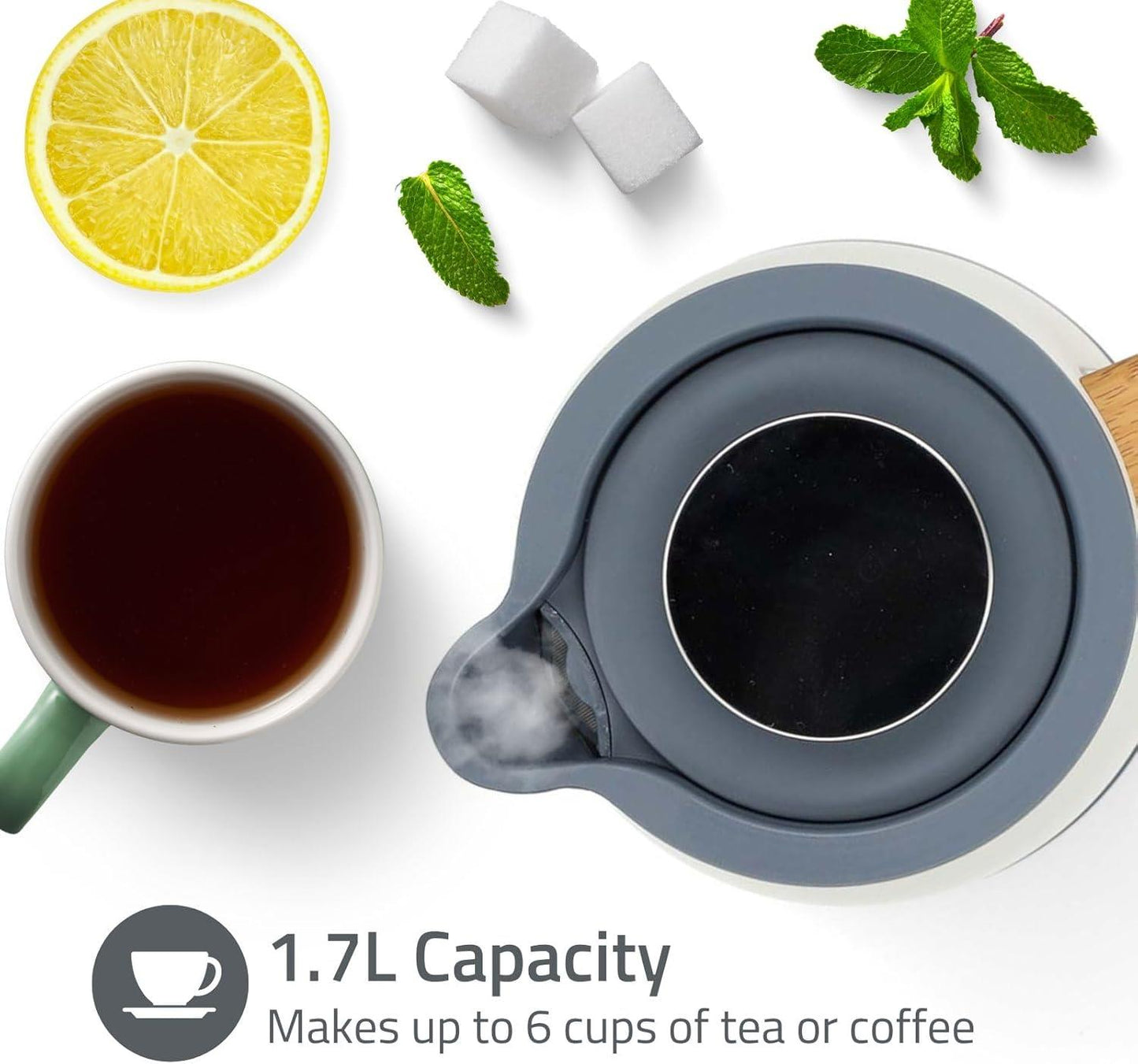 Nedis Electric Kettle | 1.7 l | Soft-Touch | Orange | Rotatable 360 degrees | Concealed heating element | Strix® controller | Boil-dry protection