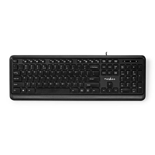 Nedis Wired Keyboard | USB-A | Multimedia | QWERTY | US Layout | Numeric keypad