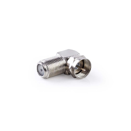 Nedis Satellite & Antenna Adapter | F Male | F Female | Nickel Plated | 75 Ohm | Angled 90° | Metal | Silver | 10 pcs | Envelope