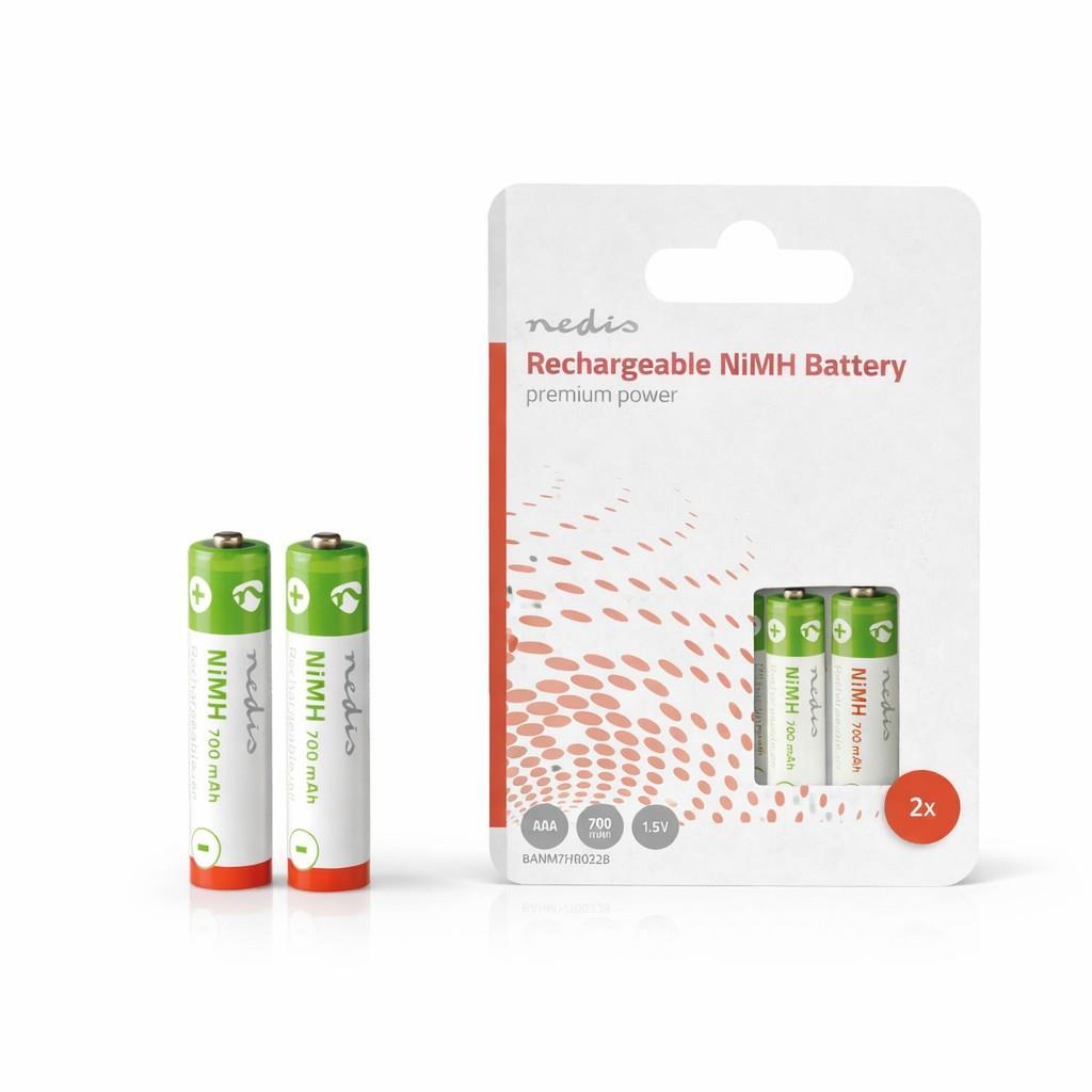 Nedis Rechargeable NiMH Battery AAA | 1.2 V DC | 700 mAh | Precharged | 2-Pack