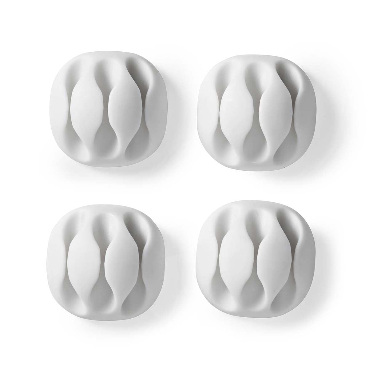 Nedis CMGC20034WT | Cable Management | Cable Clip | Click and Go | 4 pcs | Number of slots: 3 Slots | Maximum cable thickness: 5.3 mm | TPE | White
