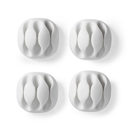 Nedis CMGC20034WT | Cable Management | Cable Clip | Click and Go | 4 pcs | Number of slots: 3 Slots | Maximum cable thickness: 5.3 mm | TPE | White