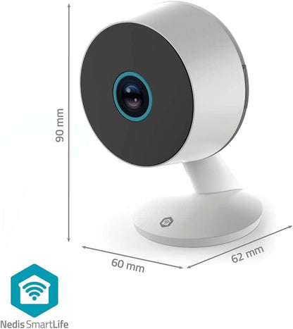 Nedis SmartLife Indoor Camera | Wi-Fi | 3MP Full HD 1296p | Cloud Storage (optional) / microSD (not included) / Onvif | With motion sensor | Night vision | White
