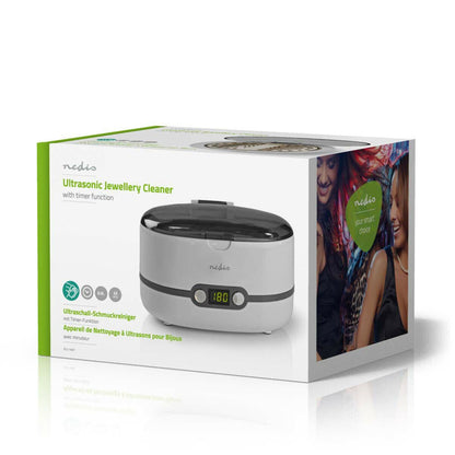 Nedis Ultrasonic Jewellery Cleaner | Mains Powered | 230 V AC 50 Hz | Euro / Type-C (CEE 7/16) | White | Plastic