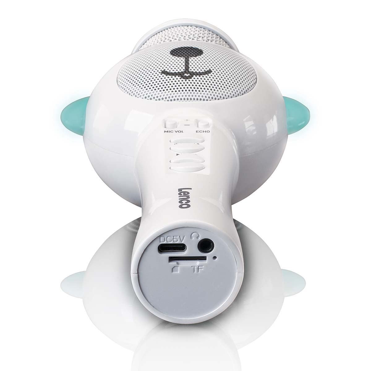 Lenco BMC-060WH | Kids Karaoke Bluetooth® Microphone | with SD Slot | LED Lights | Aux Out | White