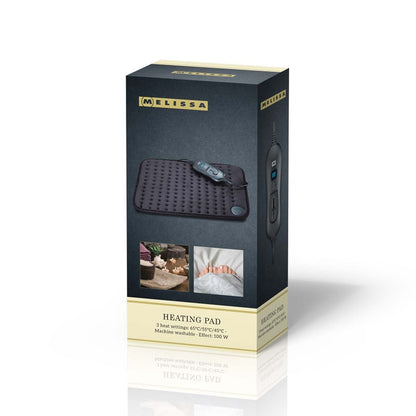 MELISSA Heating Pad 3 Heat Settings | 40 x 30 cm | Overheating protection | Washable | Black