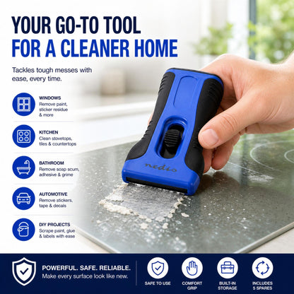 Nedis Cleaning Scraper | Vitroceramic Hobs | Black / Blue | Plastic