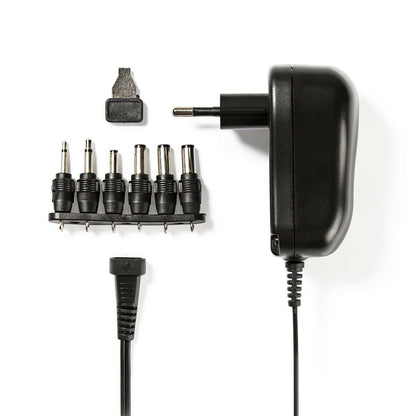 Nedis Universal EU AC Power Adapter | 12 W | 3 - 12 V DC | 1.80 m | 2.0 A | 6 plug(s) | Black