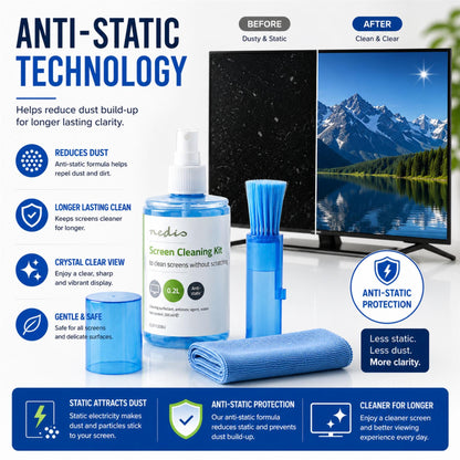 Nedis Screen Cleaner | Spray | 200 ml | Notebook / Smartphone / Tablet / TV Screen | Wiper included