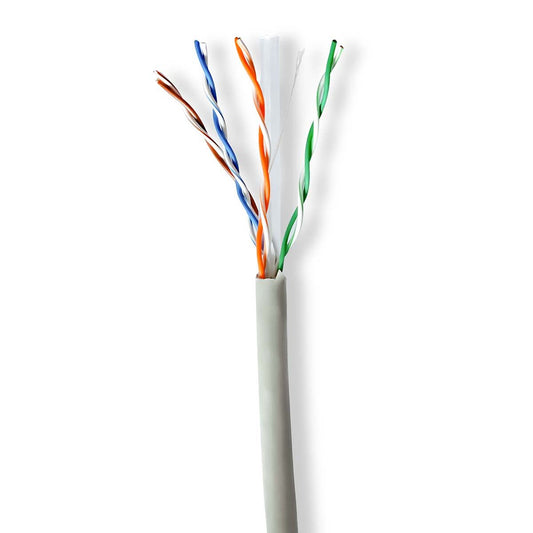Nedis CCBG8520GY305 | Network Cable Roll | CAT6 | Stranded | U/UTP | CCA | 305.0 m | Indoor | Round | PVC | Grey | Pull Box