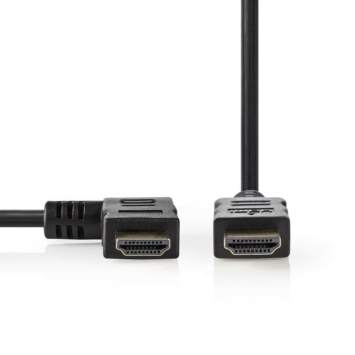 Nedis High Speed HDMI™ Cable with Ethernet | Left Hooked HDMI™ Connector | HDMI™ Connector | 4K@30Hz | 10.2 Gbps | 1.50 m | Round | PVC | Black | Envelope