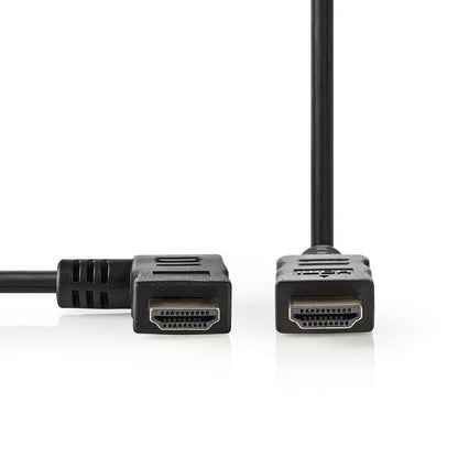 Nedis High Speed HDMI™ Cable with Ethernet | Left Hooked HDMI™ Connector | HDMI™ Connector | 4K@30Hz | 10.2 Gbps | 1.50 m | Round | PVC | Black | Envelope