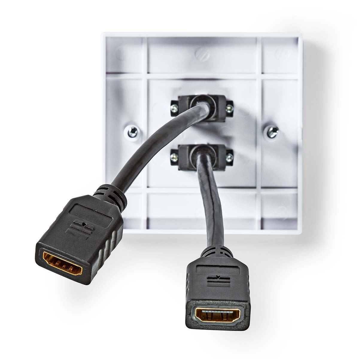 Nedis HDMI™ Wall Box | 2x HDMI™ Female | 4K@60Hz | HDMI™ Output | Black | 18 Gbps | Gold Plated | Envelope